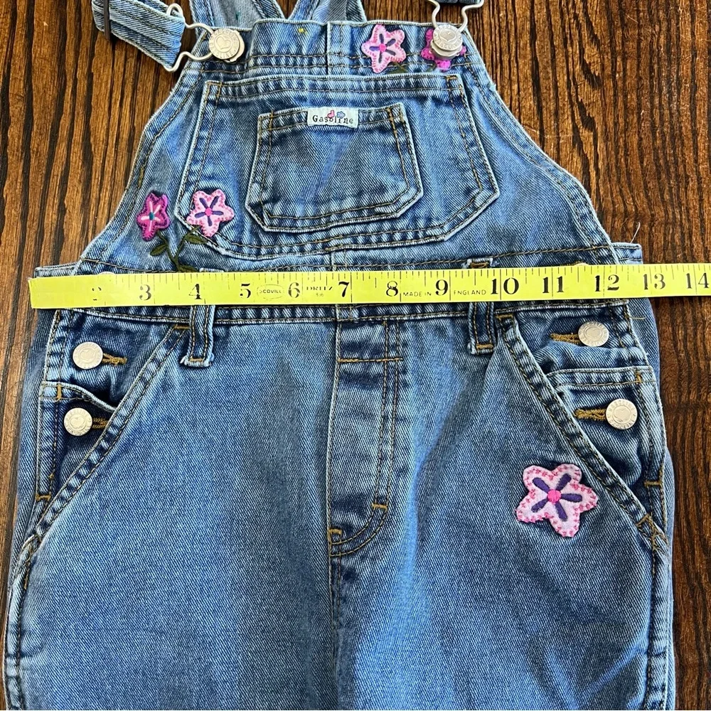 Vintage Y2K Gasoline Girls Bib Overalls Size Large Denim Jeans Flower Power